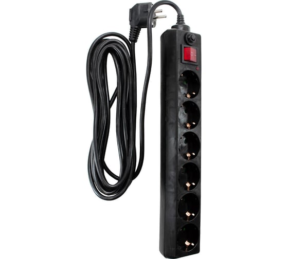 Сетевой фильтр Jilion UF-6g-3m-Z-V с 6 евророзетками (с/з, с/в) 3 м, черный 9534876