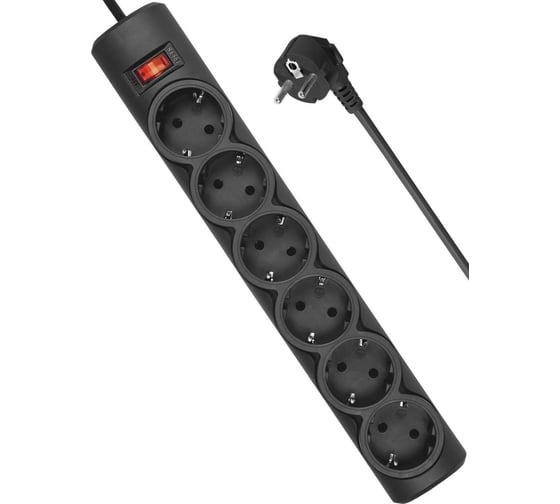 Сетевой фильтр Defender DFS 155 5 м, черный, 6 розеток 99496