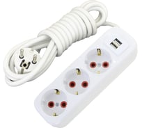 3-местный удлинитель AY-KA с заземлением, с USB, 3м, ПВС 3x1 мм 7730203