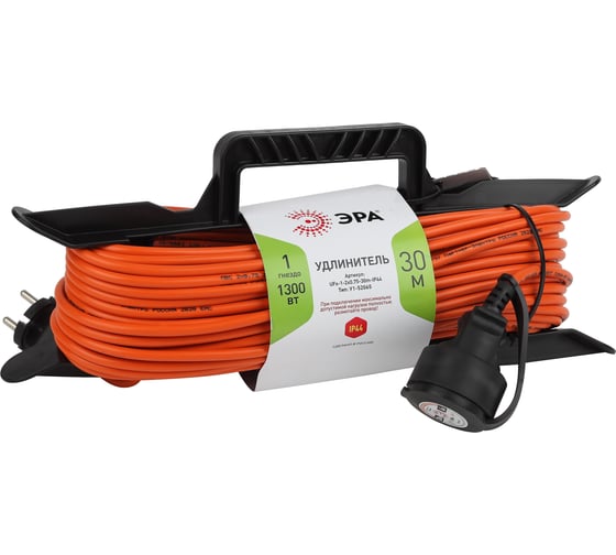 Силовой удлинитель ЭРА UFx-1-2x0.75-30m-IP44 на рамке, без заземления, 1 гнездо, 30м, ПВС 2x0.75 Б0046822