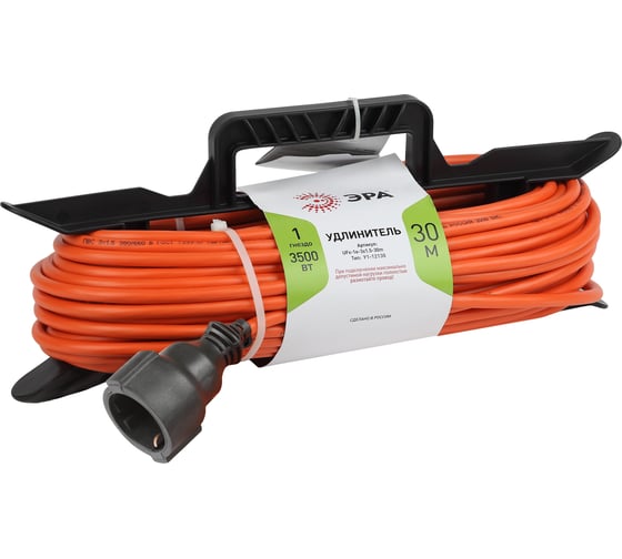 Силовой удлинитель ЭРА UFx-1e-3x1.5-30m-IP20 на рамке, c заземлением, 1 гнездо, 30м, ПВС, 3x1.5 Б0046830