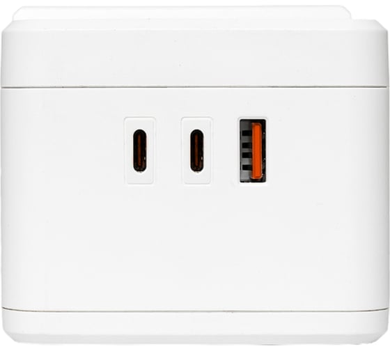 Удлинитель EKF "Куб" 2 гнезда USB + 2Type C с быстрой зарядкой, подставкой под телефон и ночником 1,3 метра 1мм2 UBA-CUB-2-FC