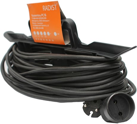 Удлинитель Радист РС16 рамка 6А 1 гнездо 2*0,75 20м чёрный 103