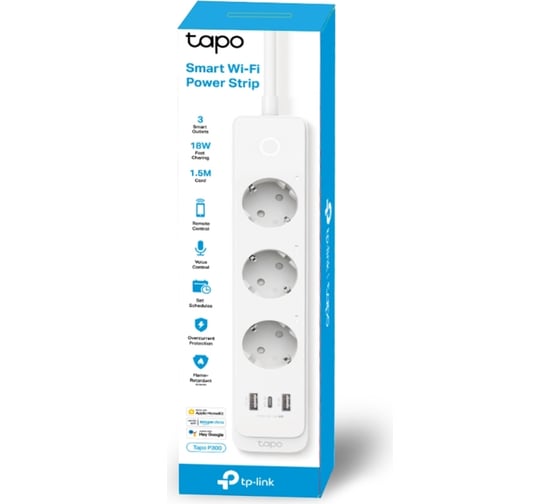 Умный сетевой фильтр TP-Link с тремя розетками и поддержкой HomeKit TAPO P300