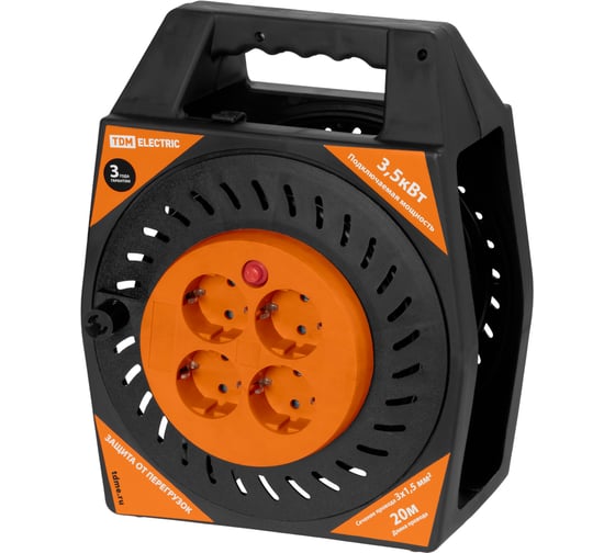 Силовой удлинитель в корпусе TDM ELECTRIC УКз16-004 4 места, 20м, ПВС 3х1,5 SQ1301-0555 1