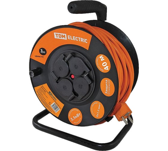 Силовой удлинитель TDM ELECTRIC УКз16-004 IP44, 4 места/40м, ПВС 3х1,5 SQ1301-0542