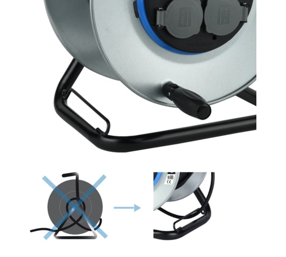 Кабельный барабан Electraline FIX PLATE с 4 гнездами и защитой от перегрузки кабель RN-F 3x2,5-40М 49210