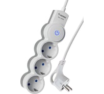 Удлинитель КОСМОС 5м, ПВС 3x0.75 3 гнезда, заземление, выключатель 10А бело-серый YKsm5m-3g-Z-V10A-W 31634163