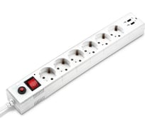 Сетевой фильтр BURO BU-SP5_USB_2A-W 5м (6 розеток) белый (коробка) 992316