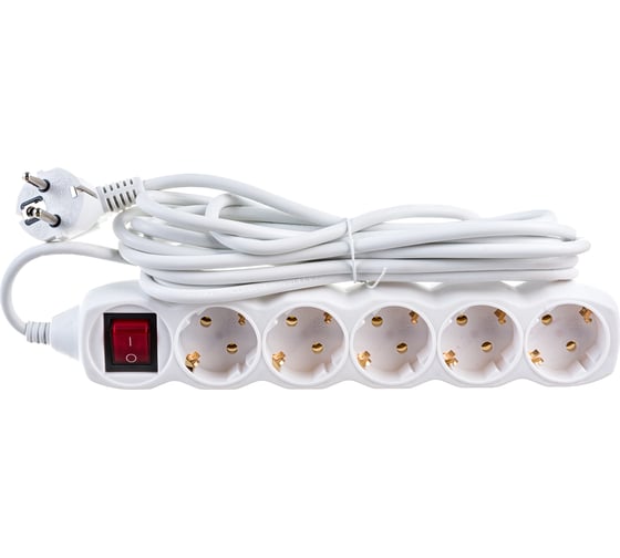 Удлинитель Космос 5м, 5гн. земля, выключ. ПВС 1мм2 YKsm5m-5g-Z-V(K)