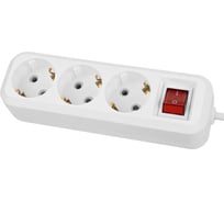 Удлинитель сетевой TDM ELECTRIC с выключателем, 3 розетки, 3 метра, с заземлением, ПВС 3х0,75 мм2 10А 250В, белый, SQ1303-1101
