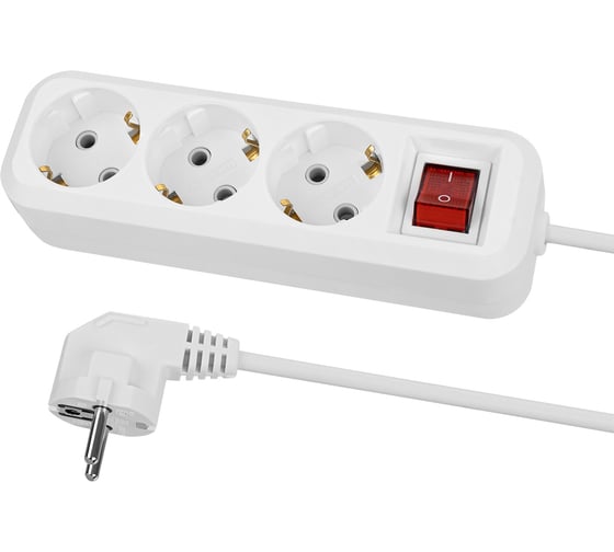 Удлинитель сетевой TDM ELECTRIC с выключателем, 3 розетки, 3 метра, с заземлением, ПВС 3х0,75 мм2 10А 250В, белый, SQ1303-1101