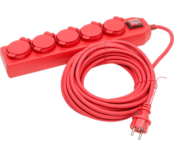 Силовой удлинитель с крышками TDM ELECTRIC Уз16-05В  IP44, выключатель, 5 мест/10м, КГ 3х1,5 SQ1302-0023