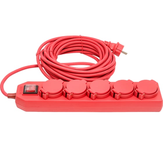 Силовой удлинитель с крышками TDM ELECTRIC Уз16-05В  IP44, выключатель, 5 мест/10м, КГ 3х1,5 SQ1302-0023