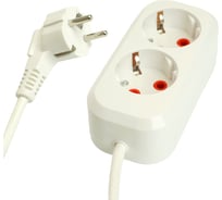 Двухместный удлинитель STEKKER hm06-21-05 с заземлением, 3x1мм2, 5м, серия home (у10-001), белый 49341
