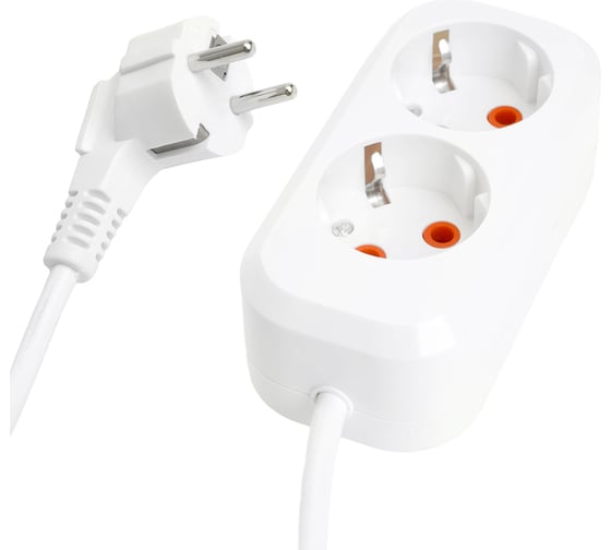 Двухместный удлинитель STEKKER hm06-21-05 с заземлением, 3x1мм2, 5м, серия home (у10-001), белый 49341