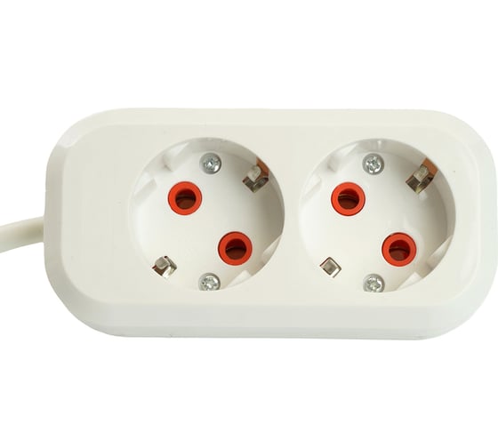 Двухместный удлинитель STEKKER hm06-21-07 с заземлением, 3x1мм2, 7м, серия home (у10-001), белый 49342