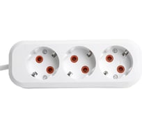 Трехместный удлинитель STEKKER hm06-31-02 с заземлением, 3x1мм2, 2м, серия home (у10-002), белый 49347
