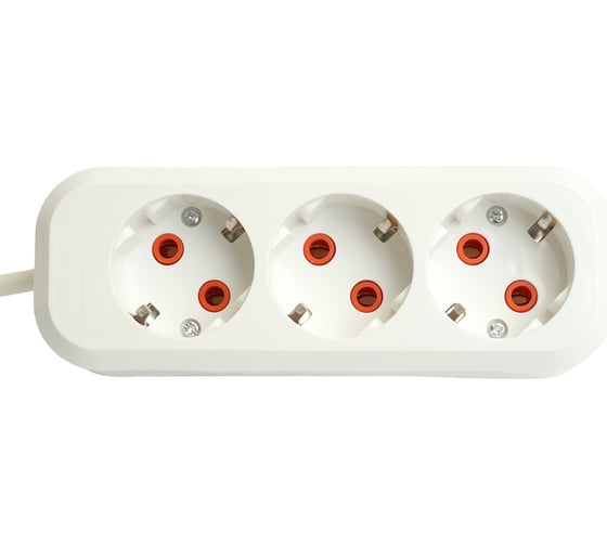 Трехместный удлинитель STEKKER hm06-31-05 с заземлением, 3x1мм2, 5м, серия home (у10-002), белый 49349