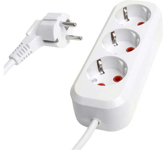 Трехместный удлинитель STEKKER hm06-31-05 с заземлением, 3x1мм2, 5м, серия home (у10-002), белый 49349