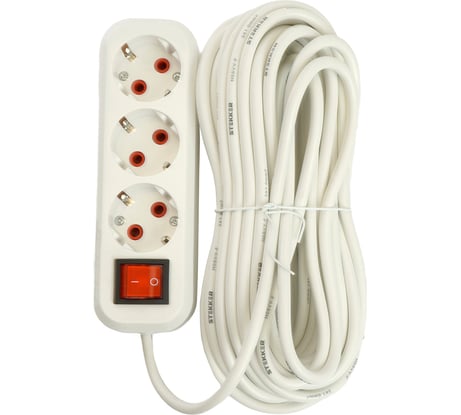 Трехместный удлинитель STEKKER hm07-31-07 с заземлением, с выключателем, 3x1мм2, 7м, серия home (у16а-002), белый 49356