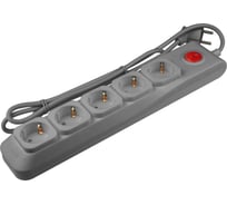 Сетевой фильтр Uniel S-GSL5-3 GREY серии Lux, 3м, Пвс 3х0,75, 5 гнезд, с заземлением, 10А UL-00001755