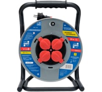 Удлинитель на металлической катушке Power Cube IP44, 16А, 30м, резина, 3x1,5мм2, 4 розетки с заземлением, PC44701