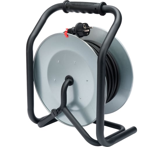 Удлинитель на металлической катушке Power Cube IP44, 16А, 30м, резина, 3x1,5мм2, 4 розетки с заземлением, PC44701