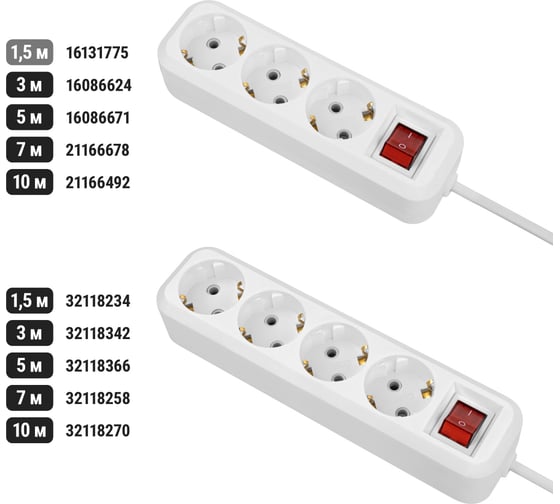Удлинитель сетевой TDM ELECTRIC с выключателем 3 розетки 15 метра с заземлением ПВС 3х075 мм2 10А 250В белый SQ1303-1100