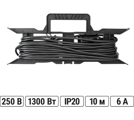 Силовой народный удлинитель-шнур TDM ELECTRIC на рамке ПВС 1300 Вт б/з,10м, штепсельное гнездо SQ1307-0301