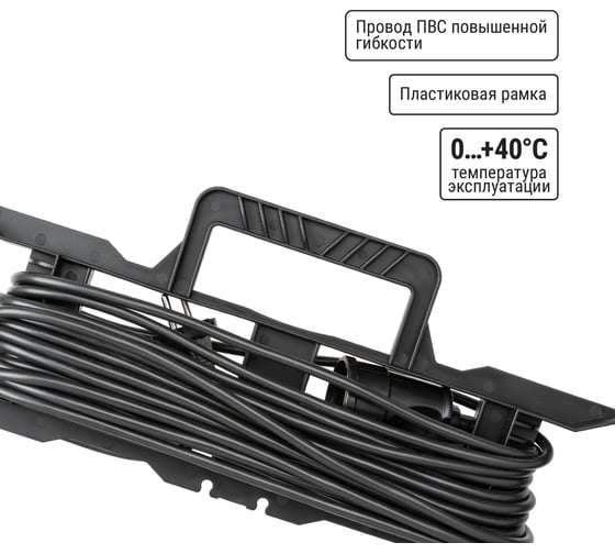 Силовой народный удлинитель-шнур TDM ELECTRIC на рамке ПВС 1300 Вт б/з,10м, штепсельное гнездо SQ1307-0301