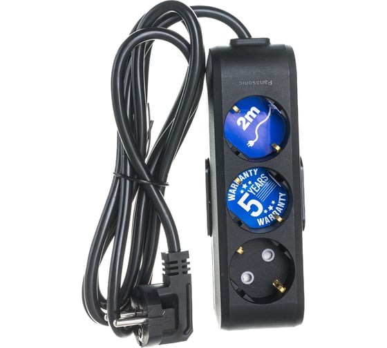 Удлинитель Panasonic 3гн х 2м с/з черный X-TENDIA 54959 WLTB0432-2BL