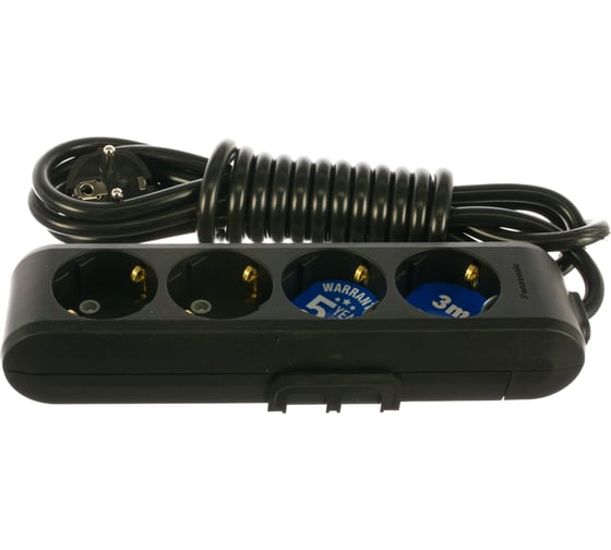 Удлинитель Panasonic 4гн х 3м с/з черный X-TENDIA 54696 WLTB0443-2BL-RES