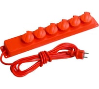 Удлинитель с защитными крышками IEK У06В 6 мест, IP44, 2Р+PE/5метров, 3x1мм2, 16А/250В WYP10-16-06-05-44