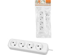Удлинитель сетевой TDM ELECTRIC 4 розетки, 3 метра, 6 А, 1380 Вт, белый SQ1303-1206