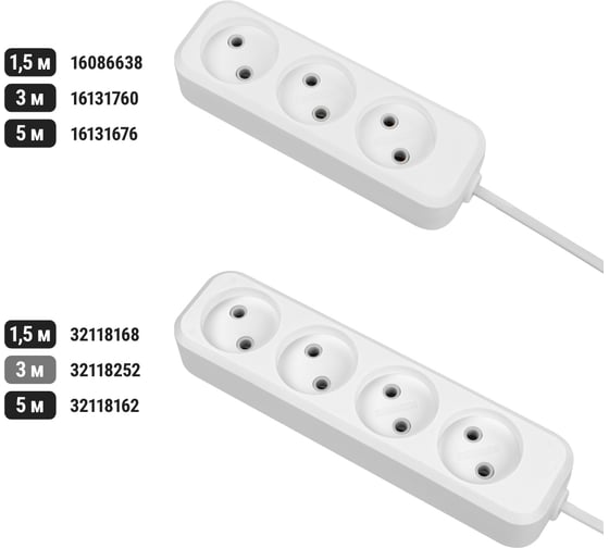 Удлинитель сетевой TDM ELECTRIC 4 розетки, 3 метра, 6 А, 1380 Вт, белый, SQ1303-1206