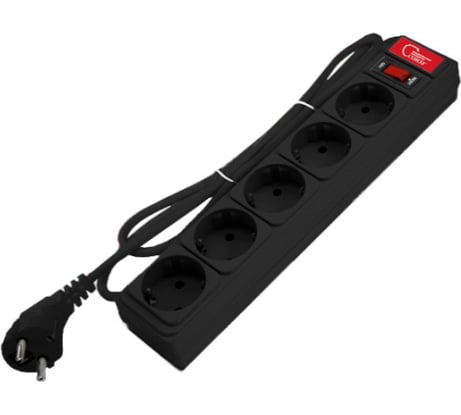 Сетевой фильтр СОЮЗ ПВС 3*0,75, черный, 1,8м 1342