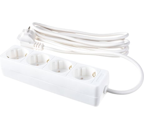 Бытовой удлинитель СОЮЗ ТМ 3500 Вт, с заземлением, 4 гнезда, ПВС, 3м 481S-6403