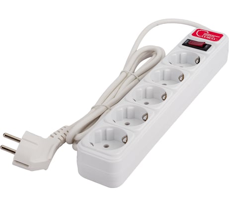 Сетевой фильтр СОЮЗ ПВС 3*0,75, белый, 1,8м 1340