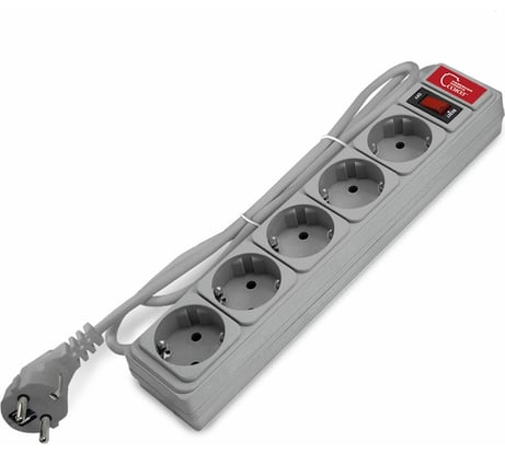 Сетевой фильтр СОЮЗ ПВС, 3*0.75, 1.5м, серый 1328