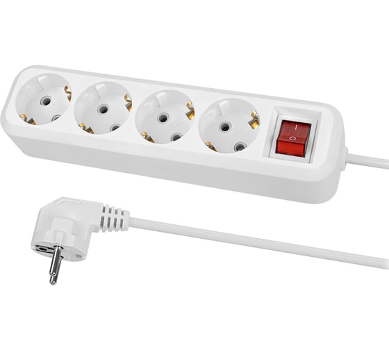 Удлинитель сетевой TDM ELECTRIC с выключателем 4 розетки 15 метра с заземлением 10А 2300 Вт белый SQ1303-1105