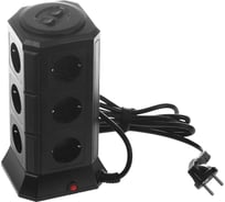 Сетевой фильтр QUMO Power Tower Pro 12SP5U P-0001 , 12 розеток, 2200 Вт, 10A, кабель 2м 3*1 мм чистая медь, пожаробезопасный пластик, евровилка, 5 USB портов 4.5A суммарно 30556