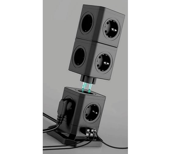 Сетевой фильтр QUMO Power Block System PD1+2 12SP5U P-0003, 13 розеток, 2500 Вт, 10A, кабель 2м 3*1 мм чистая медь, пожаробезопасный пластик, евровилка, 2 USB порта 2,4A + USB-C 30W 42089