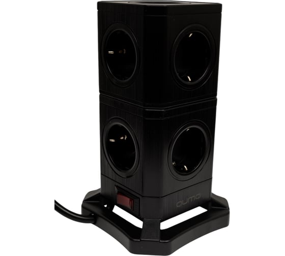 Сетевой фильтр QUMO Power Block System PD1+1 12SP5U P-0003, 9 розеток, 2500 Вт, 10A, кабель 2м 3*1 мм чистая медь, пожаробезопасный пластик, евровилка, 2 USB порта 2,4A + USB-C 30W 42088
