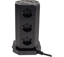 Сетевой фильтр QUMO Power Tower PRO PD 8SP4U P-0004, 9 розеток, 2500 Вт, 10A, кабель 2м 3*1 мм чистая медь, пожаробезопасный пластик, евровилка, 4 USB порта 3,1A + USB-C 18W 42086