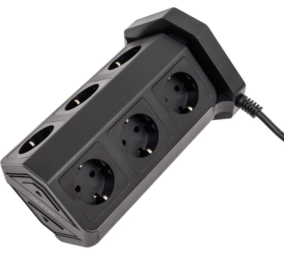 Сетевой фильтр QUMO Power Tower PRO PD 8SP4U P-0004, 9 розеток, 2500 Вт, 10A, кабель 2м 3*1 мм чистая медь, пожаробезопасный пластик, евровилка, 4 USB порта 3,1A + USB-C 18W 42086