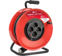 Удлинитель на катушке EKF Гефест 2.0 4гнезда 50м и КГ 3х2,5 16А/3,5кВт PROxima UKG02-16-R325-4-50