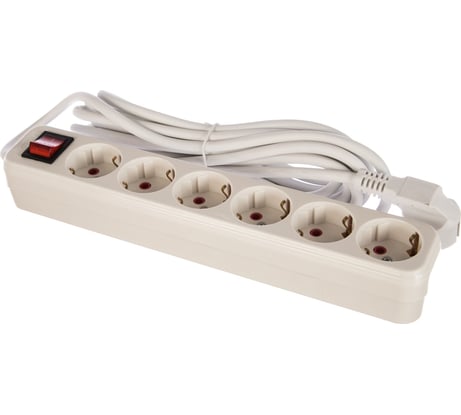 Удлинитель Lezard LILA, с заземлением, 6 входов, 5 метров, с выключателем 720-0605-602
