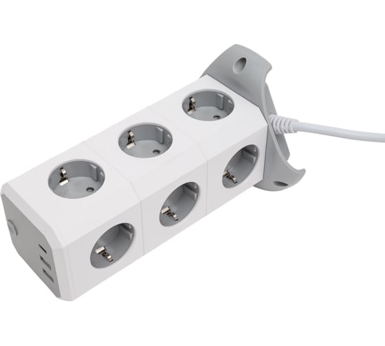 Сетевой электрический фильтр-башня idealim на 12 розеток Tower-12r-2usb-1typeC-1,8M-gray