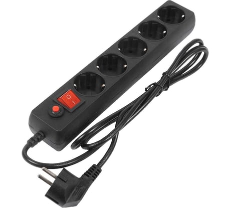 Сетевой фильтр Filum, 5 м., черный, 2200 Вт., 5 розеток, упаковка- коробка FL-SP3-5-5M-BL